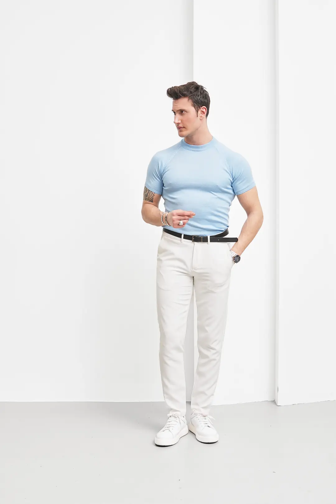 Yüksek Kalite Slim Fit Triko Kumaş Tshirt - 6