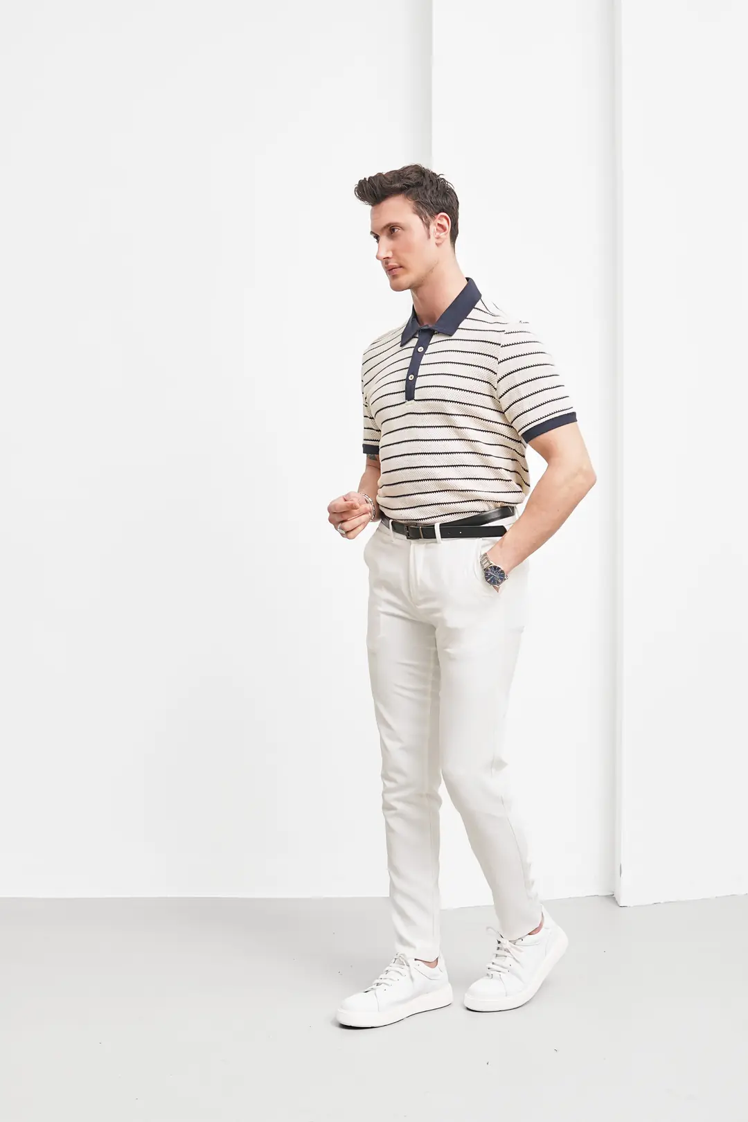 Erkek Düğme Detaylı Polo Yaka T-shirt - 3