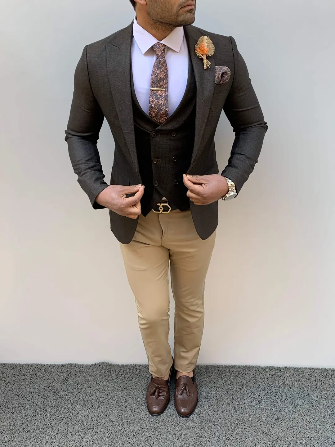 Slim Fit İtalyan Kesim Pamuk Spor Ceket Yelek - 1