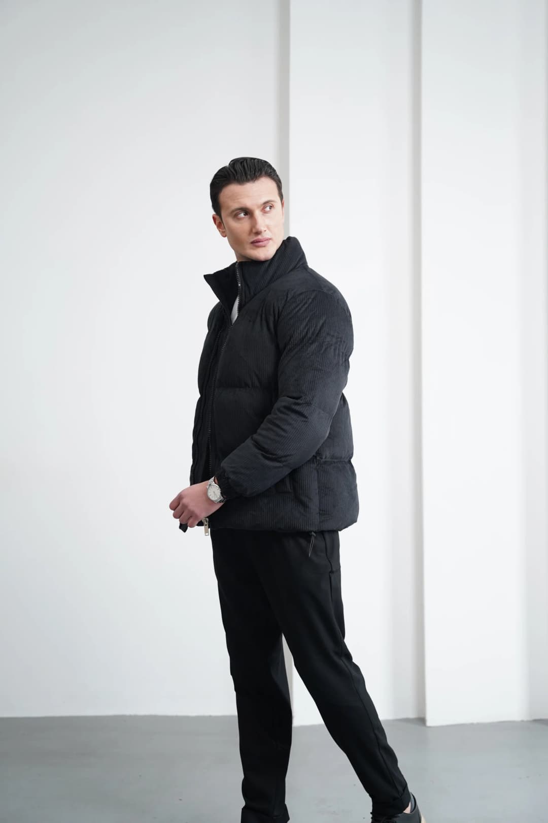 Yüksek Kalite Oversize Elyaf Yapılı Kadife Mont - 3