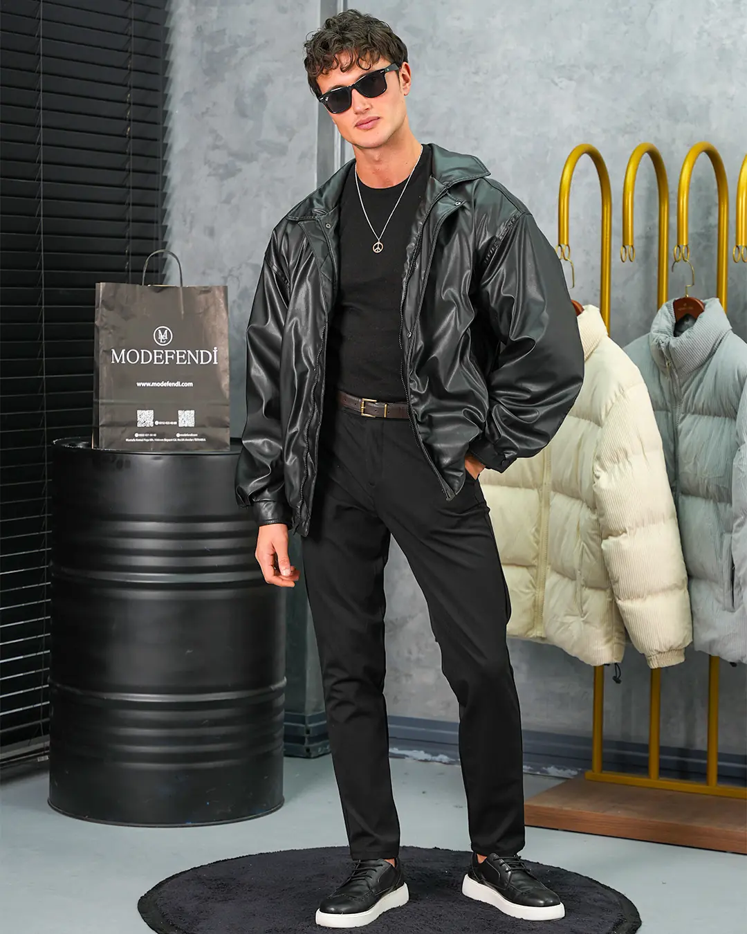 Yüksek Kalite Bomber Oversize Deri Mont - 6