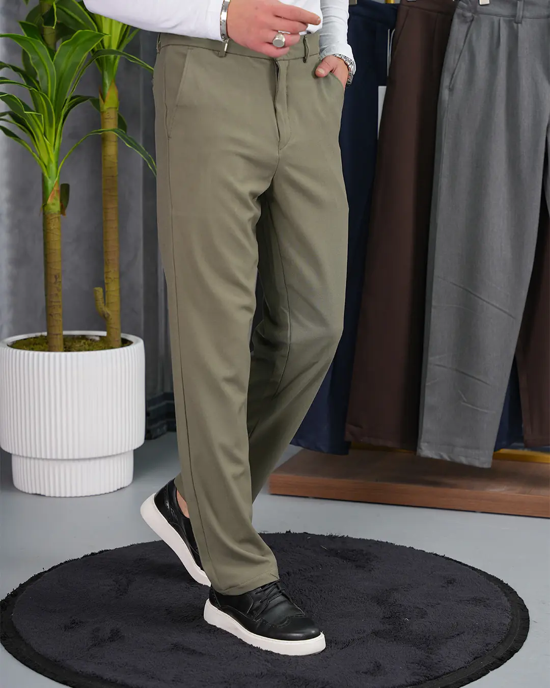 Orta Slim fit Kalıp Pamuk Likra Kumaş Pantolon - 4