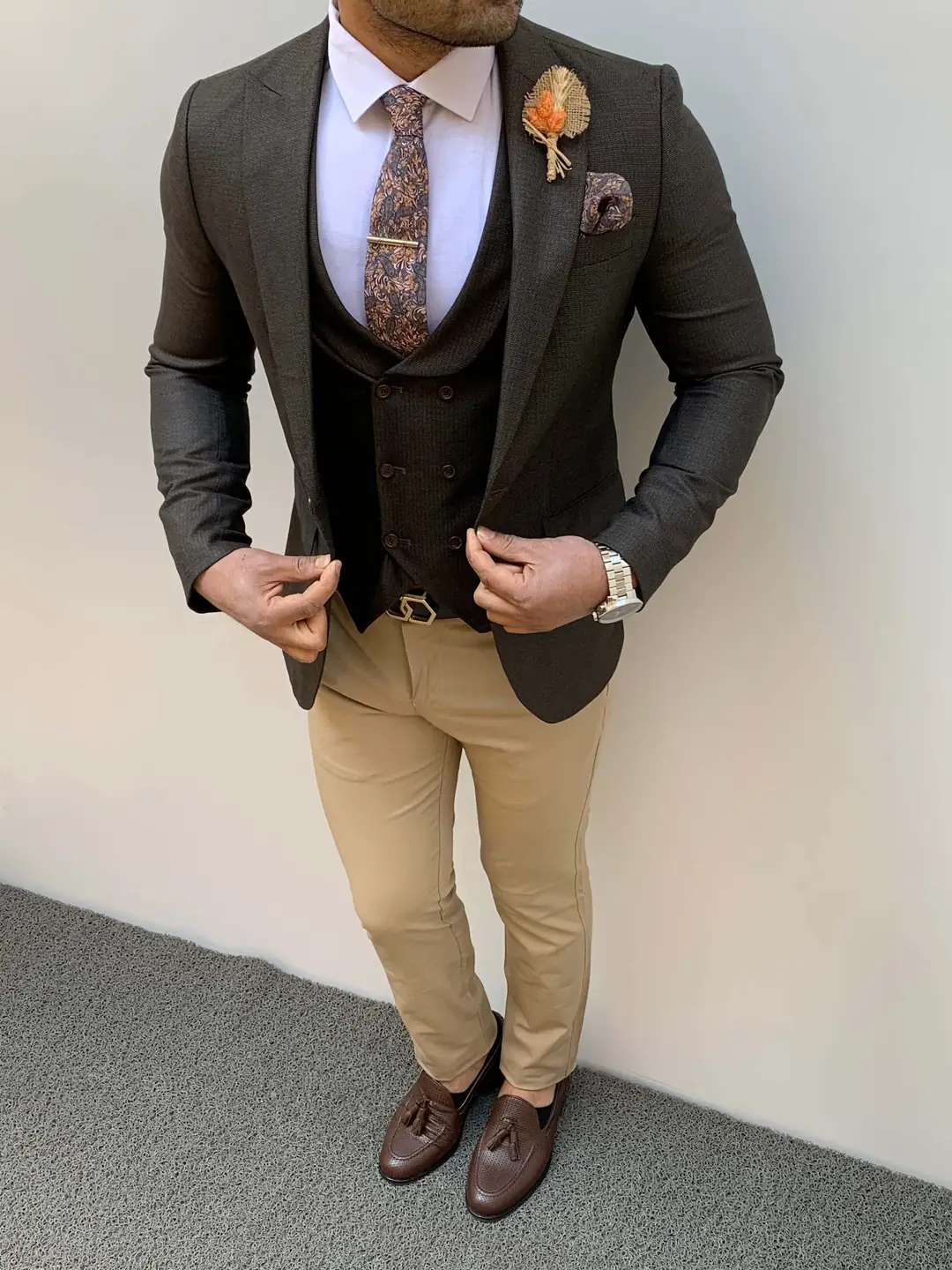 Slim Fit İtalyan Kesim Pamuk Spor Ceket Yelek - 2