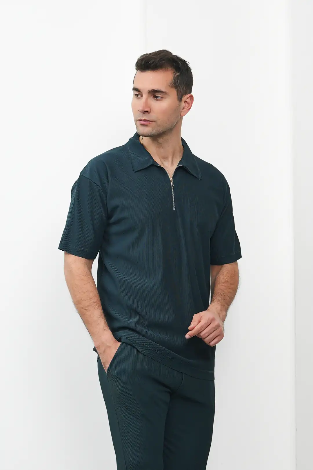 Fermuar Detaylı Fitilli Oversize Alt Üst Takım - 3