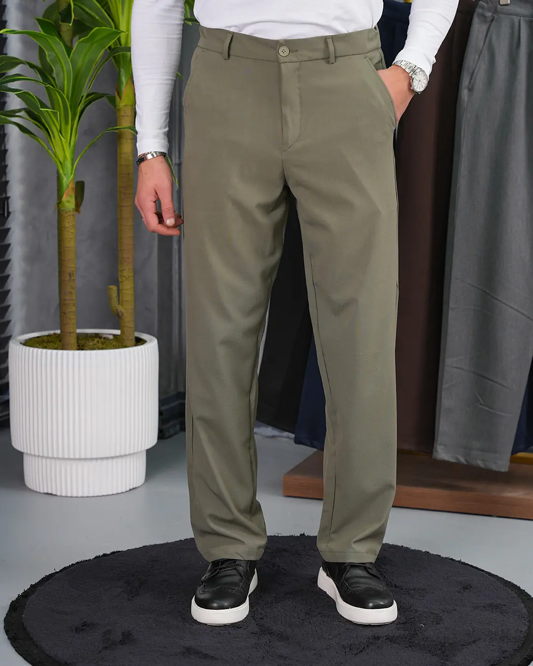 Orta Slim fit Kalıp Pamuk Likra Kumaş Pantolon - 6