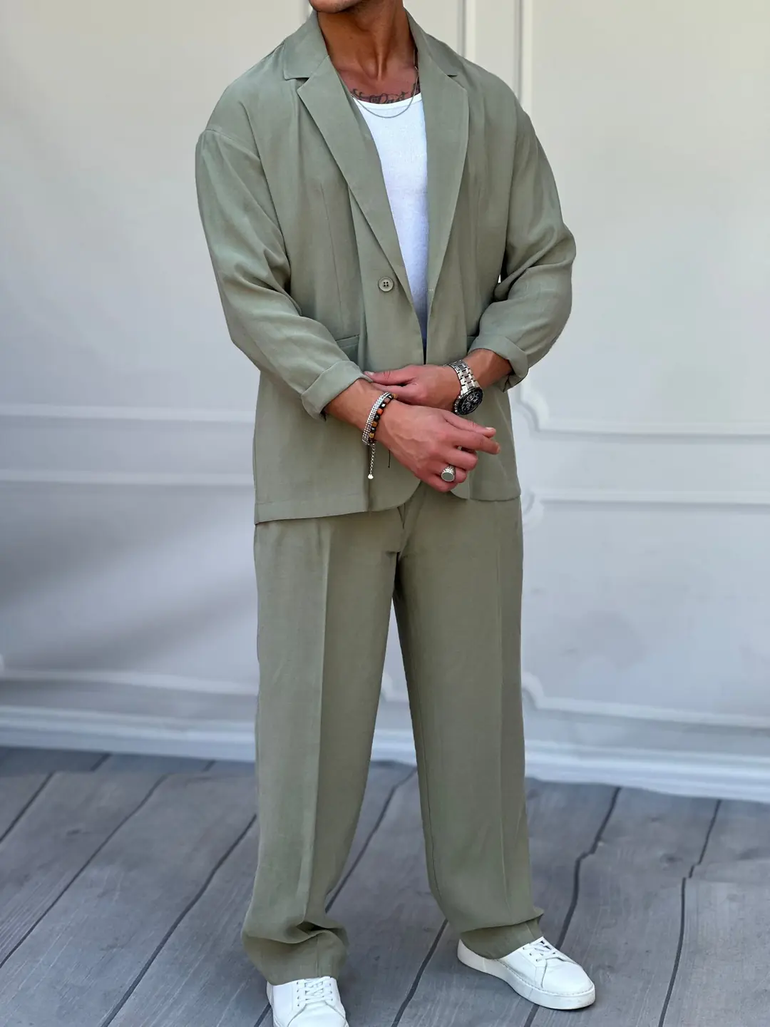 Marino Tam Yazlık Extra Oversize %100 Keten Takım