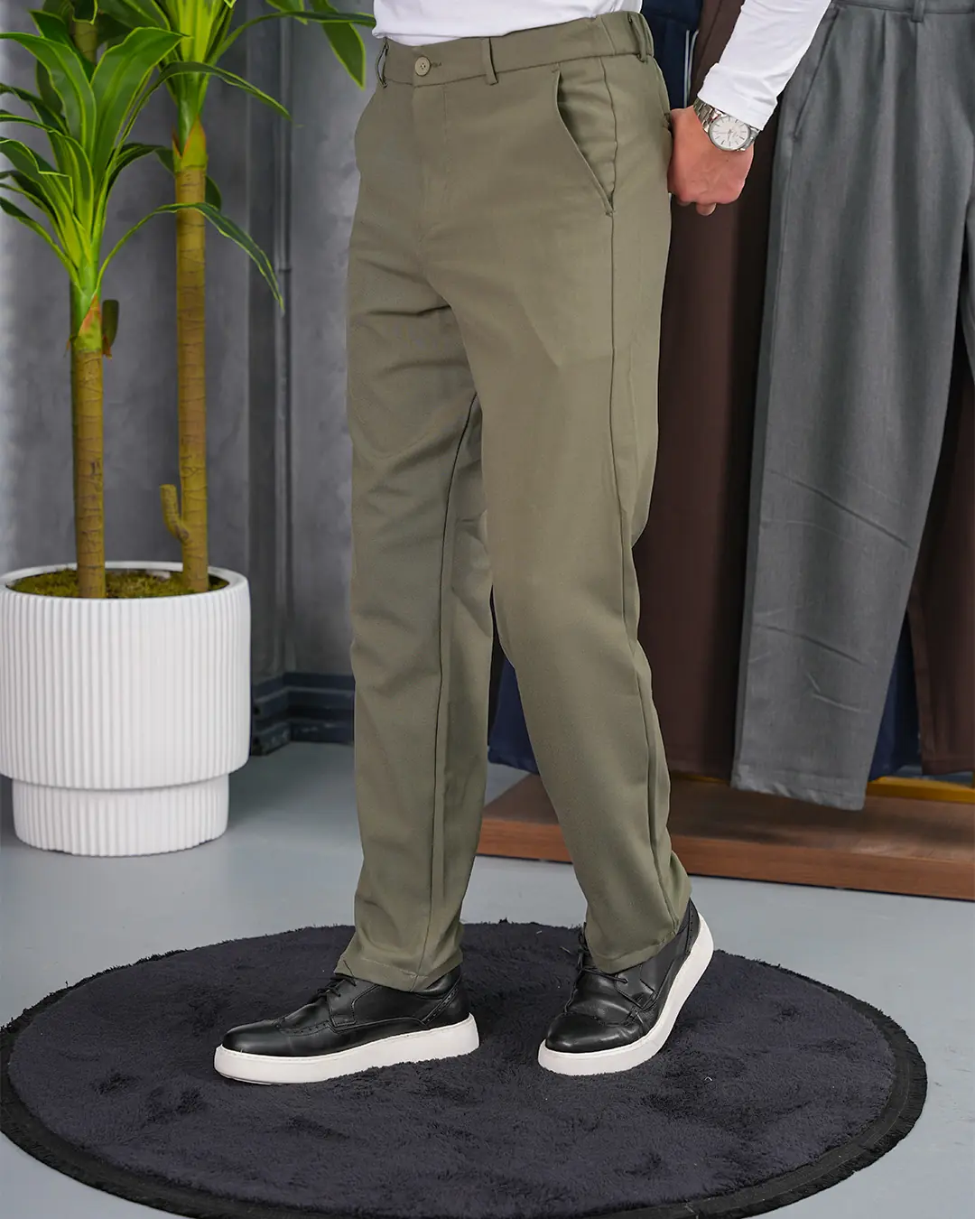 Orta Slim fit Kalıp Pamuk Likra Kumaş Pantolon - 3