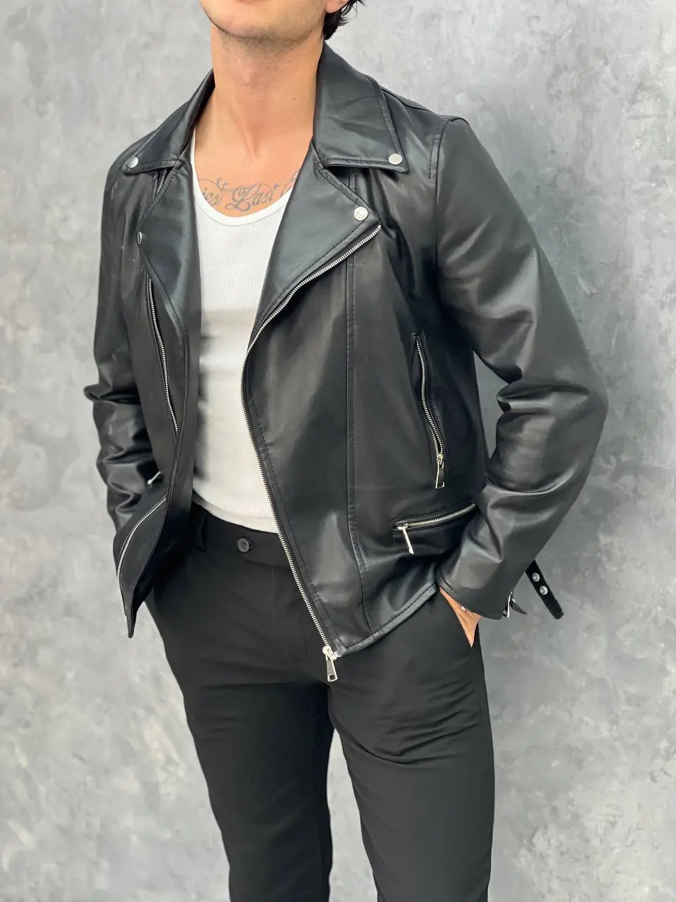 Smart Casual  Erkek Kemerli Mevsimlik Deri Mont - 1