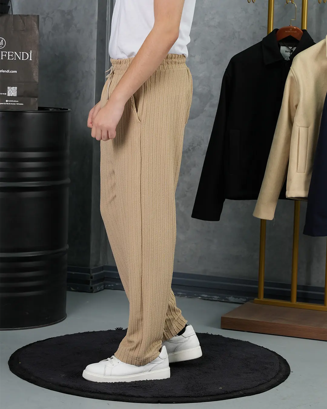 Örgülü Model Baggy Kesim Jogger İpli Pantolon - 6