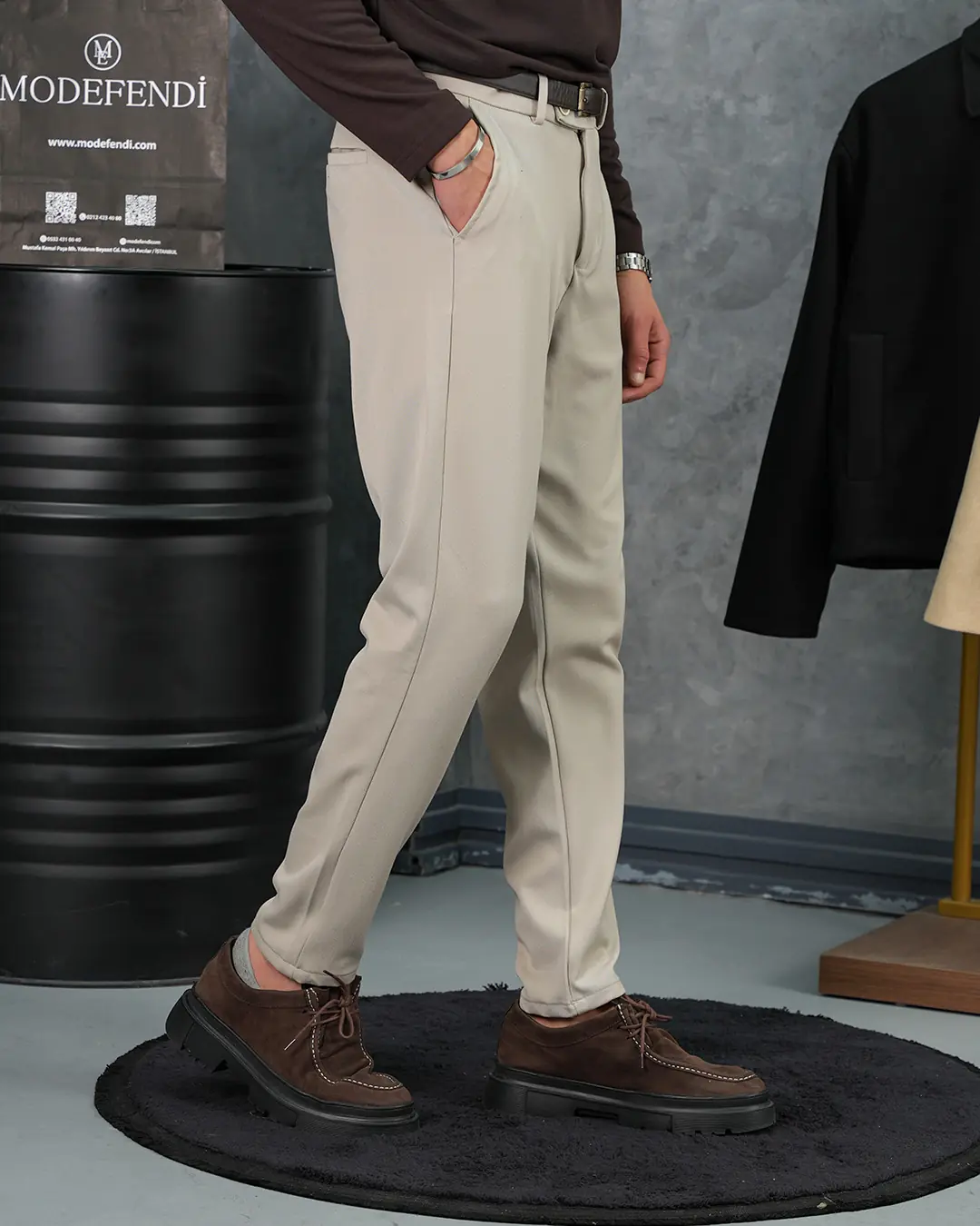 Yüksek Kalite Pamuk Likra Slim Fit Kumaş Pantolon - 4
