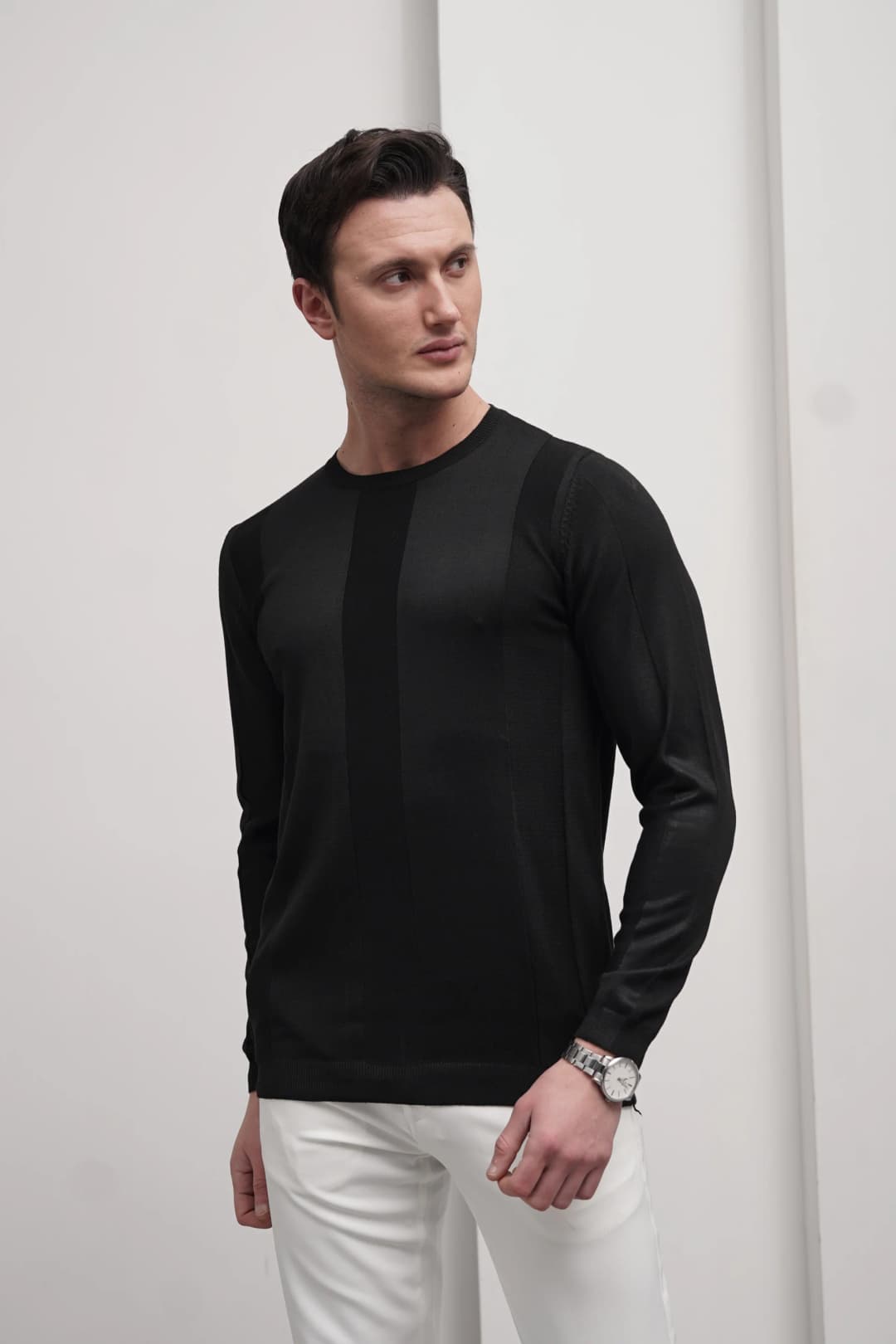 Pamuk Yapılı Desenli Slimfit Triko - 3