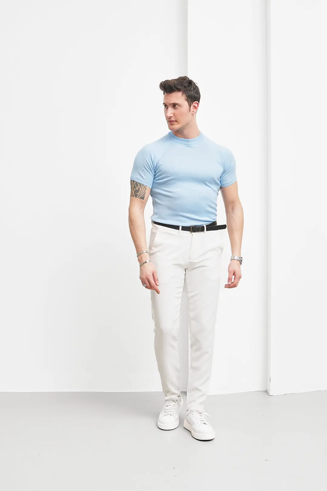 Yüksek Kalite Slim Fit Triko Kumaş Tshirt - 4