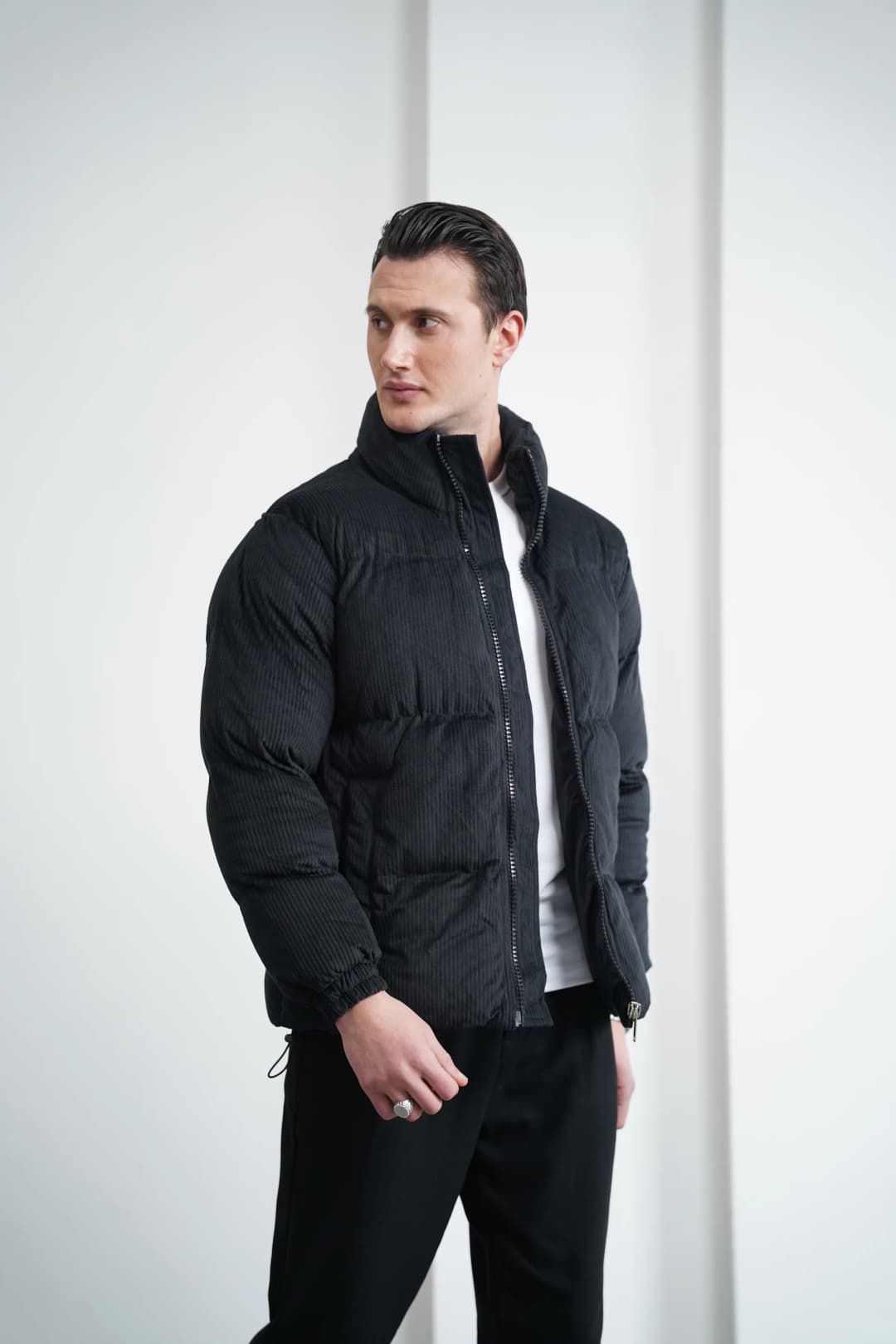 Yüksek Kalite Oversize Elyaf Yapılı Kadife Mont - 4