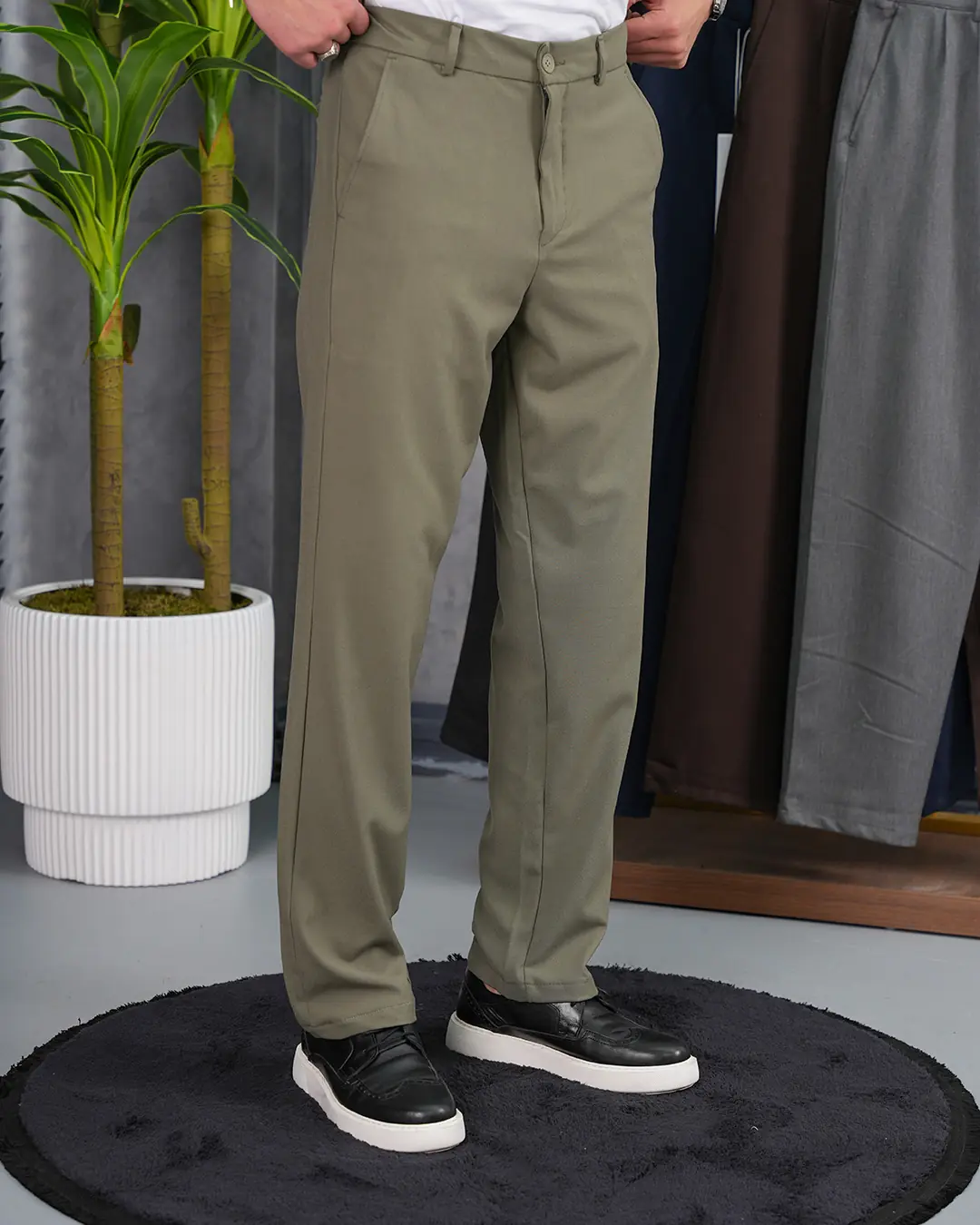 Orta Slim fit Kalıp Pamuk Likra Kumaş Pantolon - 7