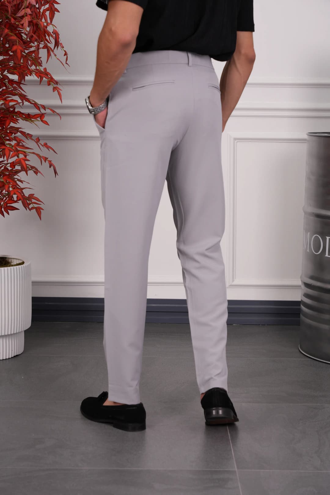 Gizli Lastik Bel Detaylı Kumaş Pantolon - 4