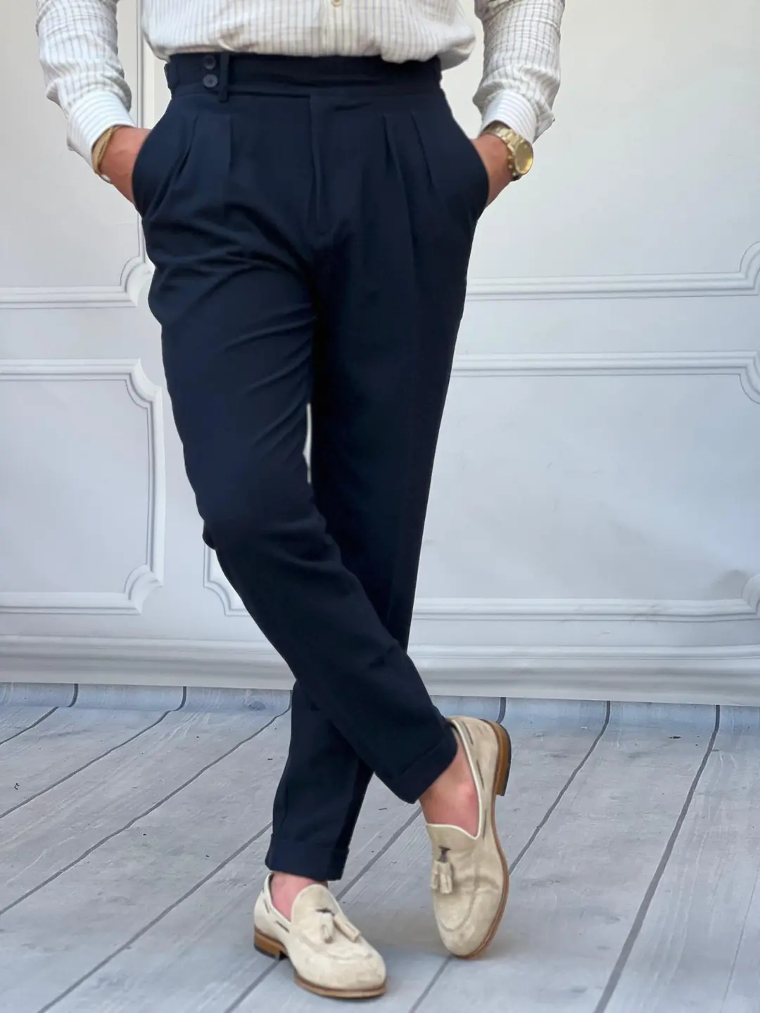 Özel Üretim %100 Gofre Kumaş Modern Fit Kumaş Pantolon