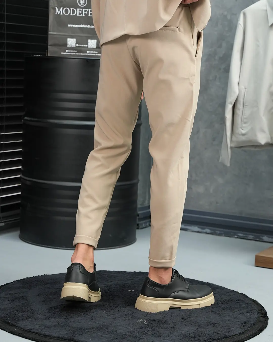 Düz Kumaş Oversize Fermuarlı Alt Üst Jogger Takım - 4