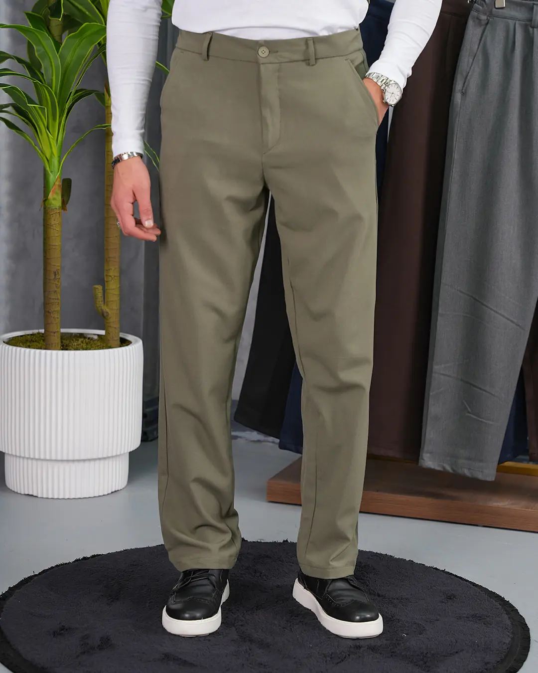 Orta Slim fit Kalıp Pamuk Likra Kumaş Pantolon