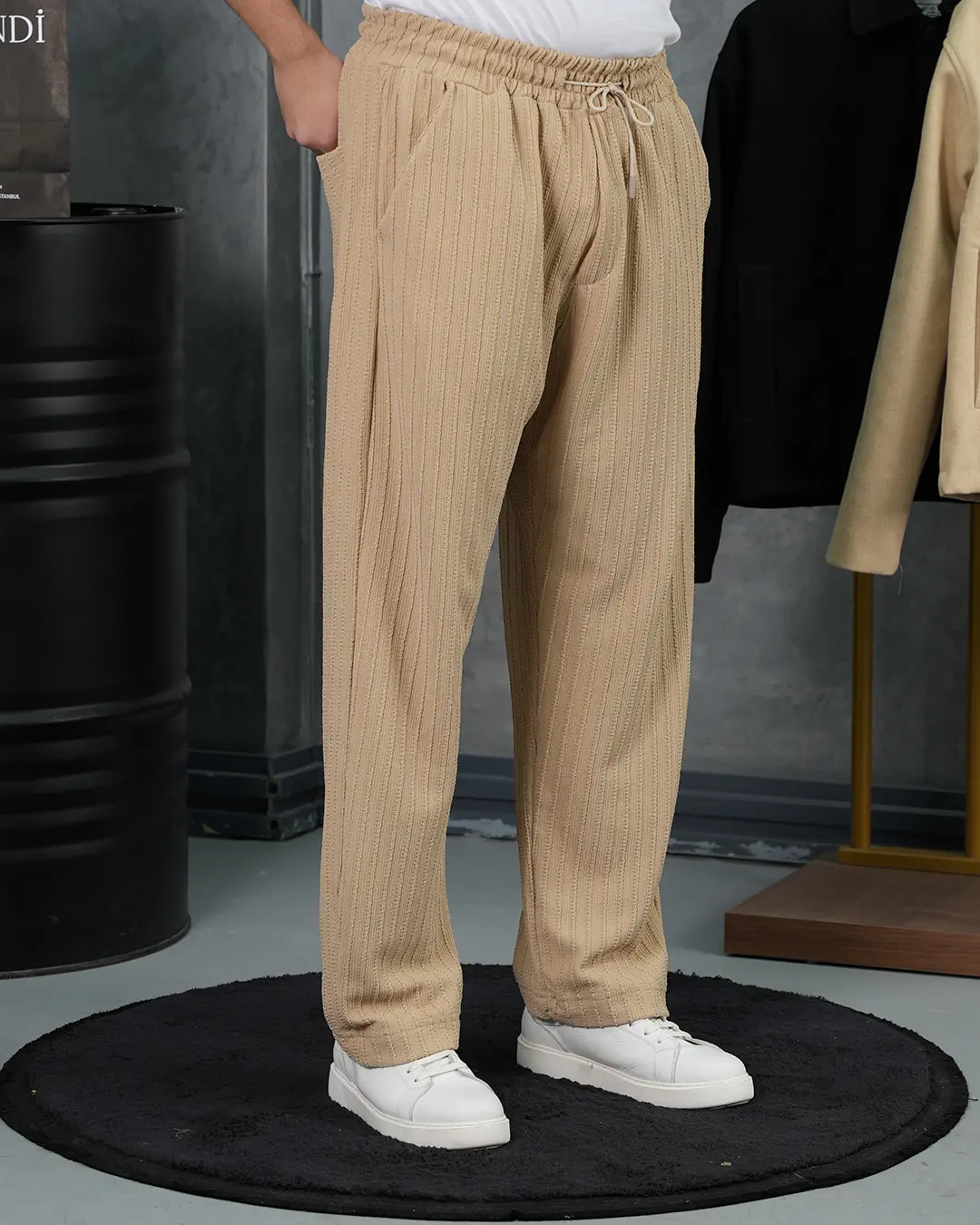 Örgülü Model Baggy Kesim Jogger İpli Pantolon - 3