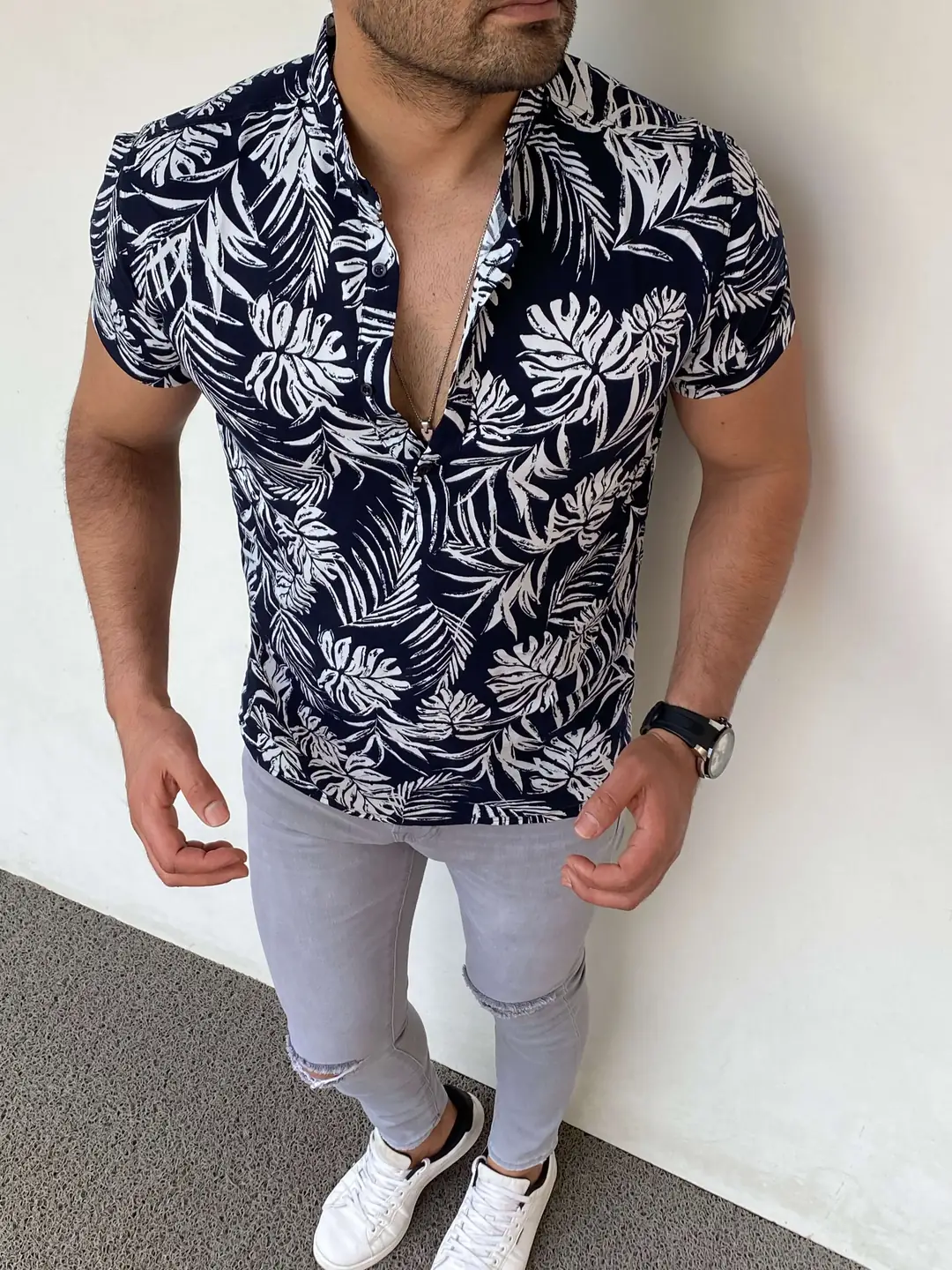 Slim Fit Yarım Pat Gömlek - 1