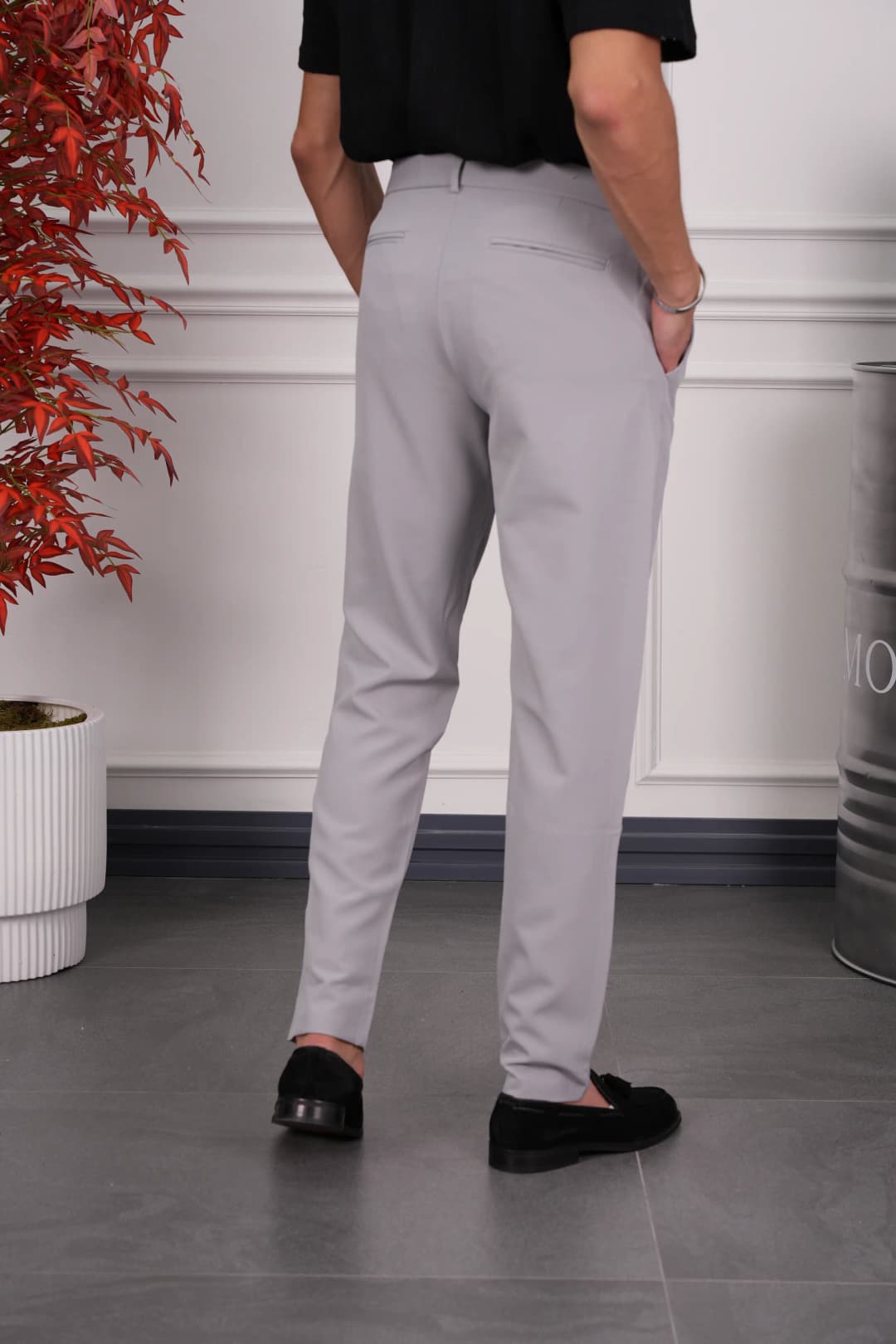 Gizli Lastik Bel Detaylı Kumaş Pantolon - 5