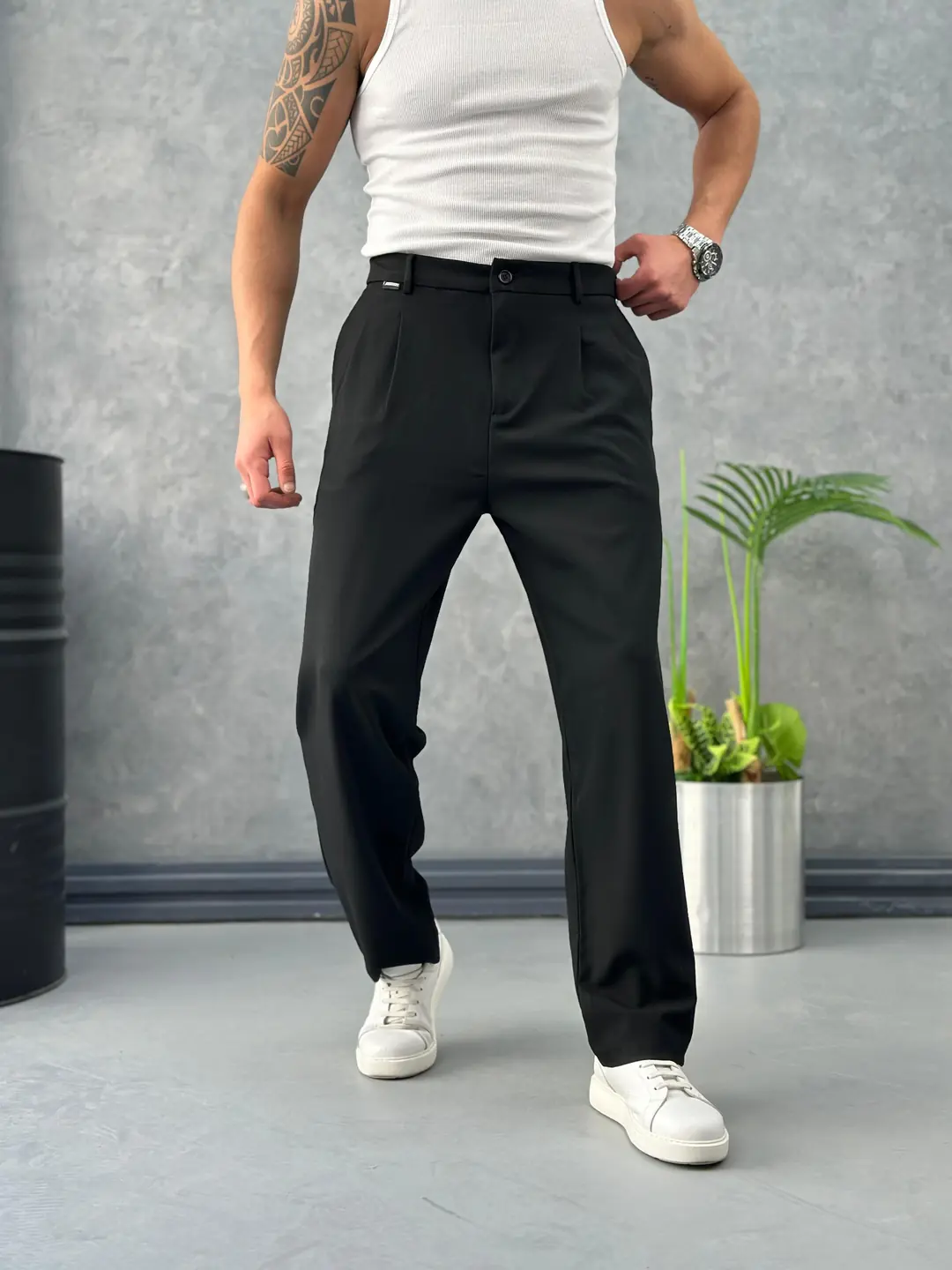 Baggy Kesim Tek Pile Kumaş Pantolon