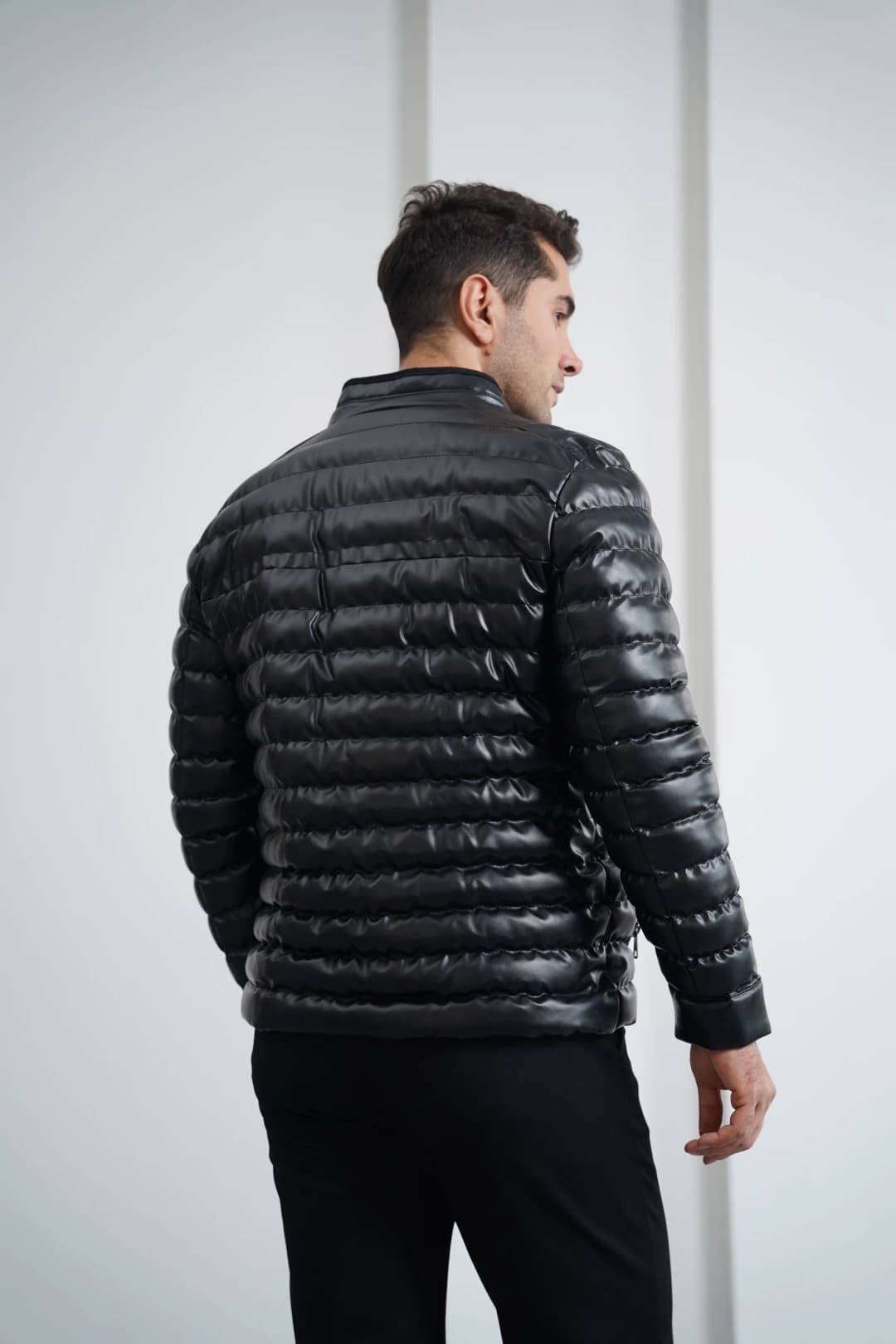 Şişme Deri Slimfit Kesim Deri Mont - 5