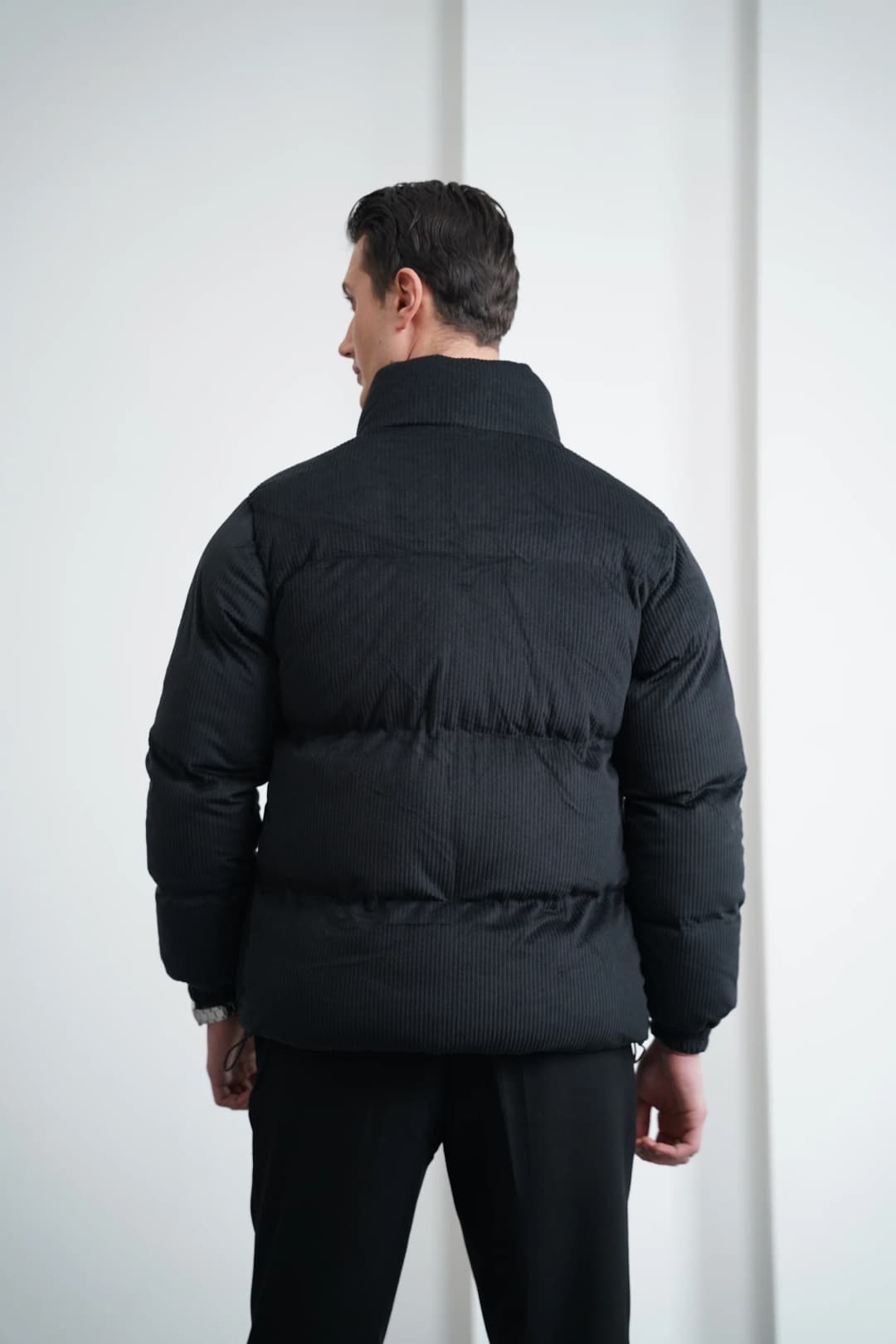Yüksek Kalite Oversize Elyaf Yapılı Kadife Mont - 5