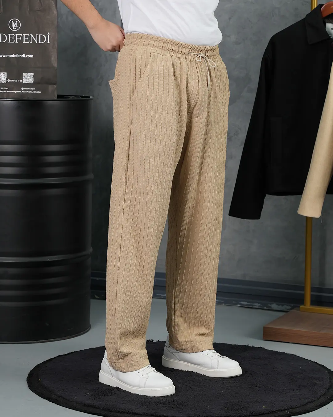 Örgülü Model Baggy Kesim Jogger İpli Pantolon - 4