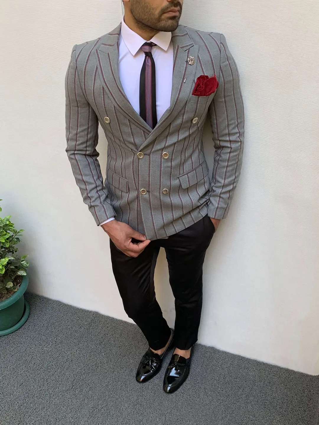 Slim Fit Kruaveze Ekose Ceket - 1