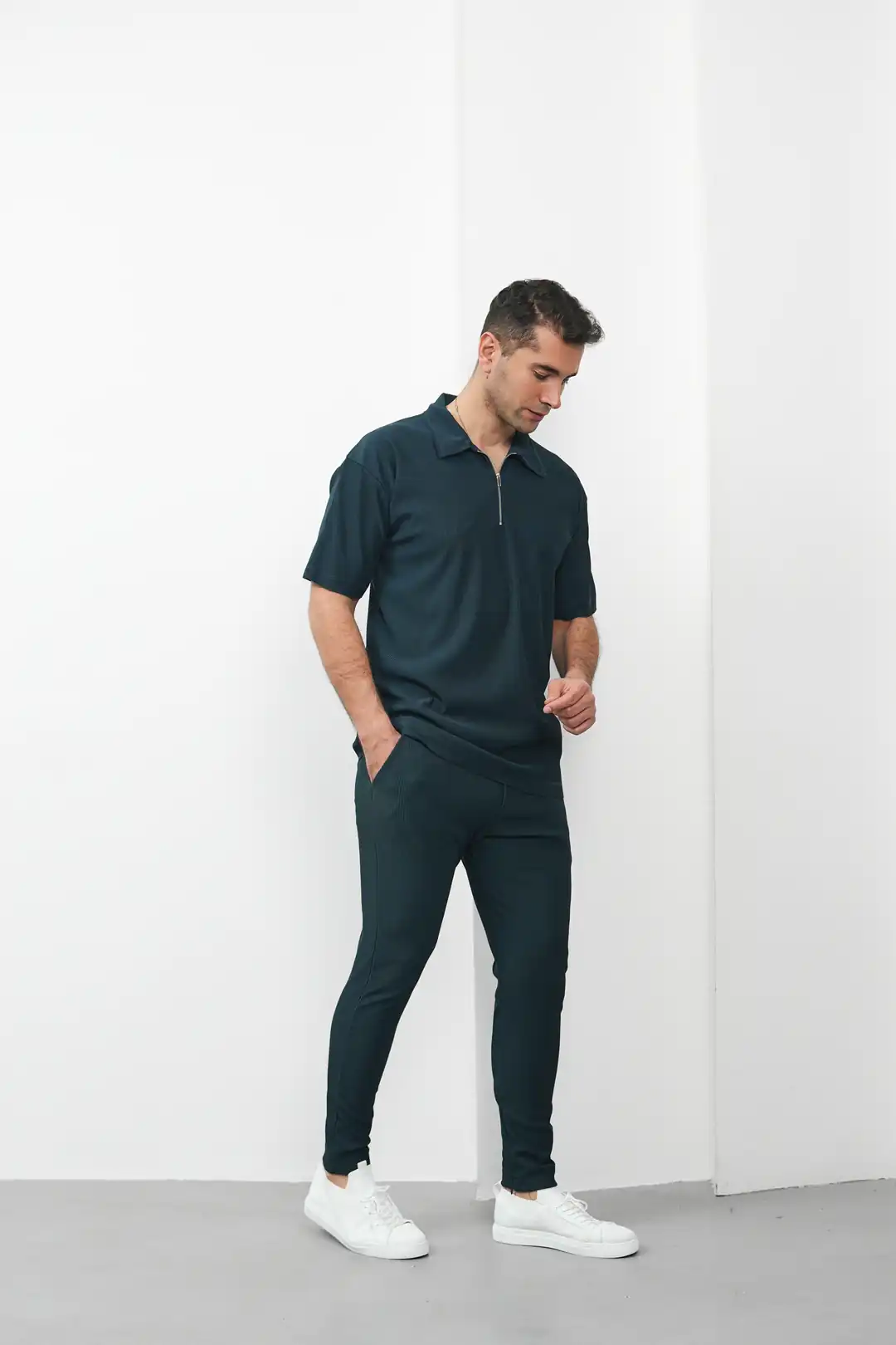 Fermuar Detaylı Fitilli Oversize Alt Üst Takım - 4