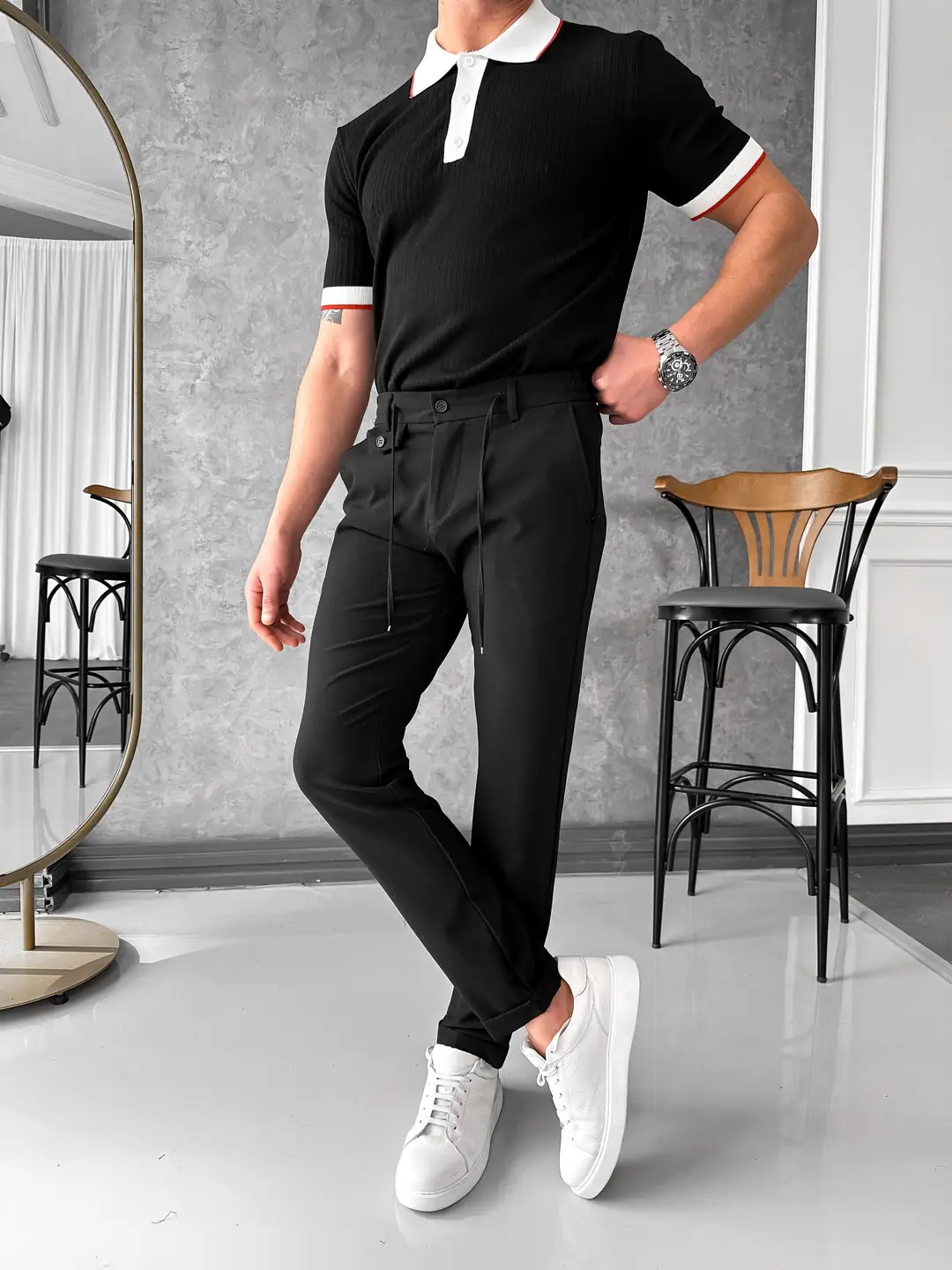 Yüksek Kalite Desenli Polo Yaka Tshirt - 3
