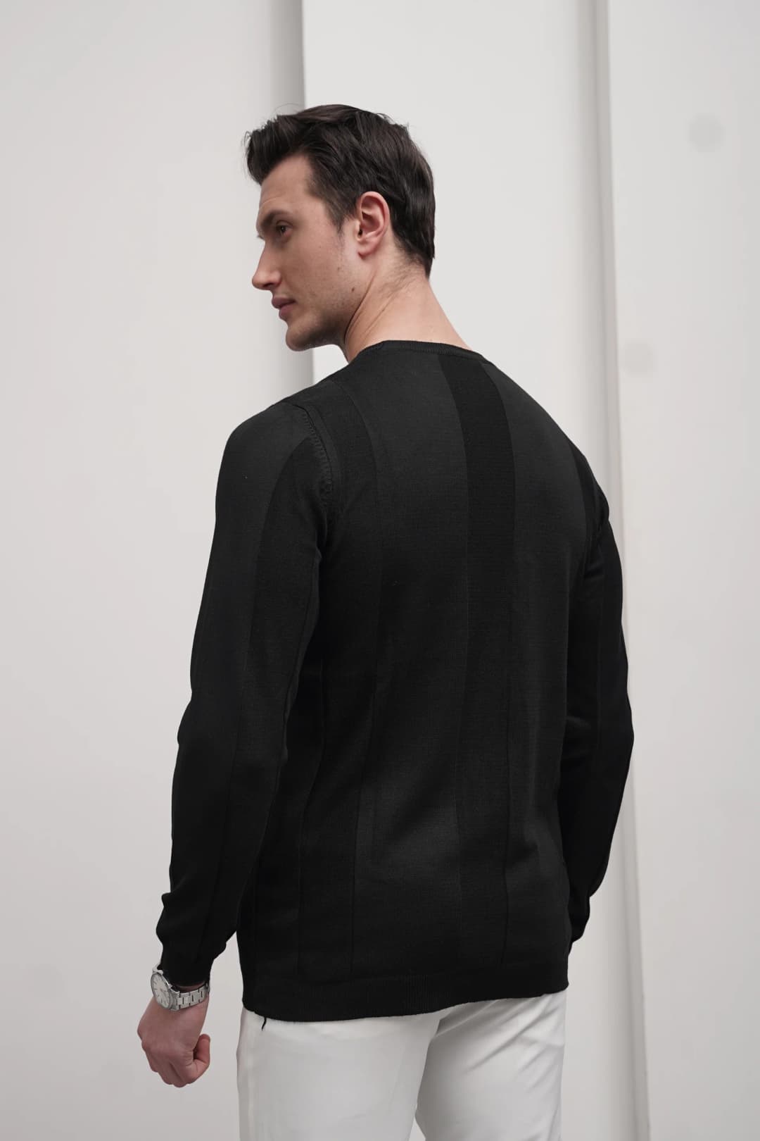 Pamuk Yapılı Desenli Slimfit Triko - 2