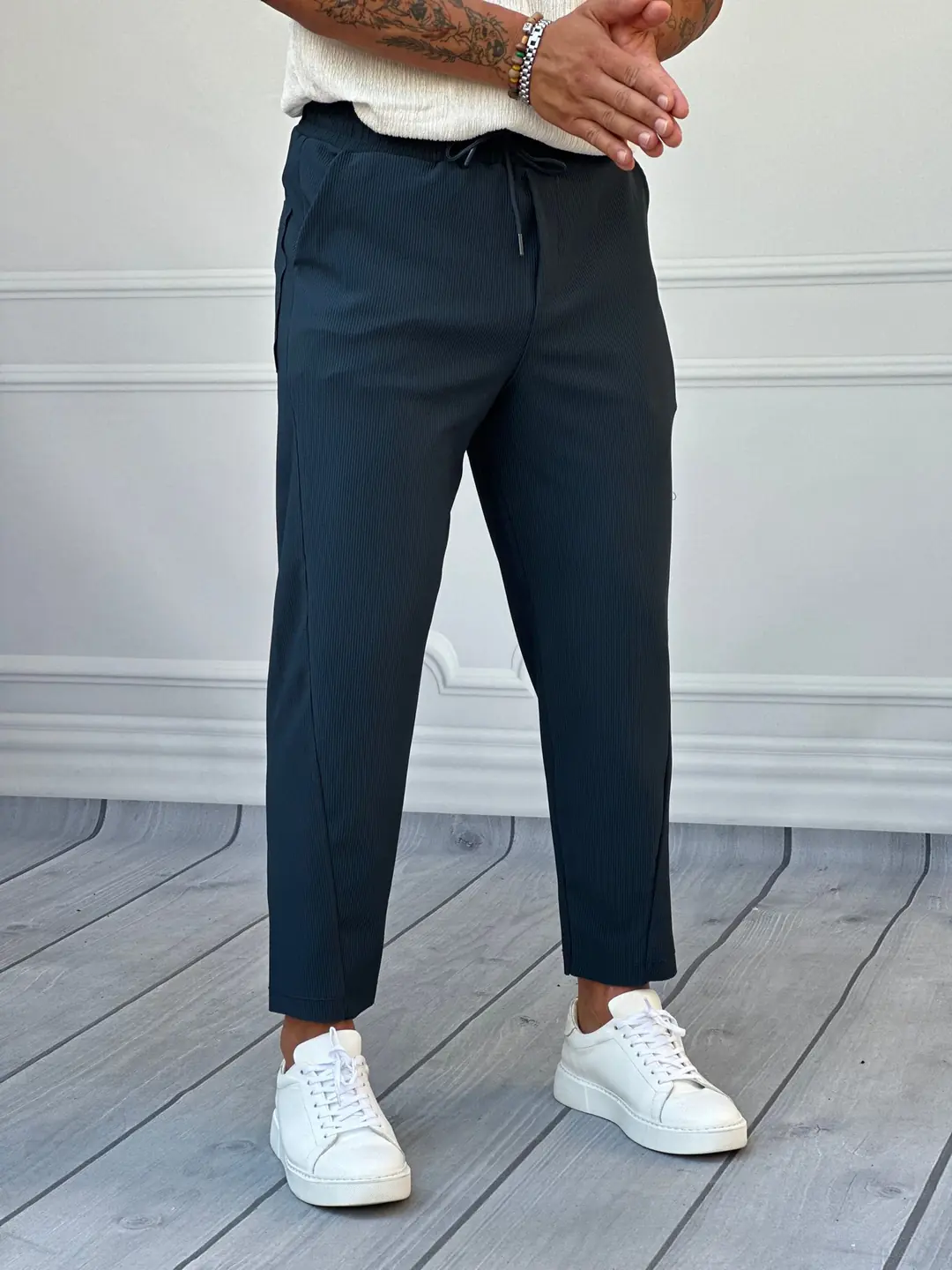 Asimetrik Paça Jogger Pantolon - Lacivert