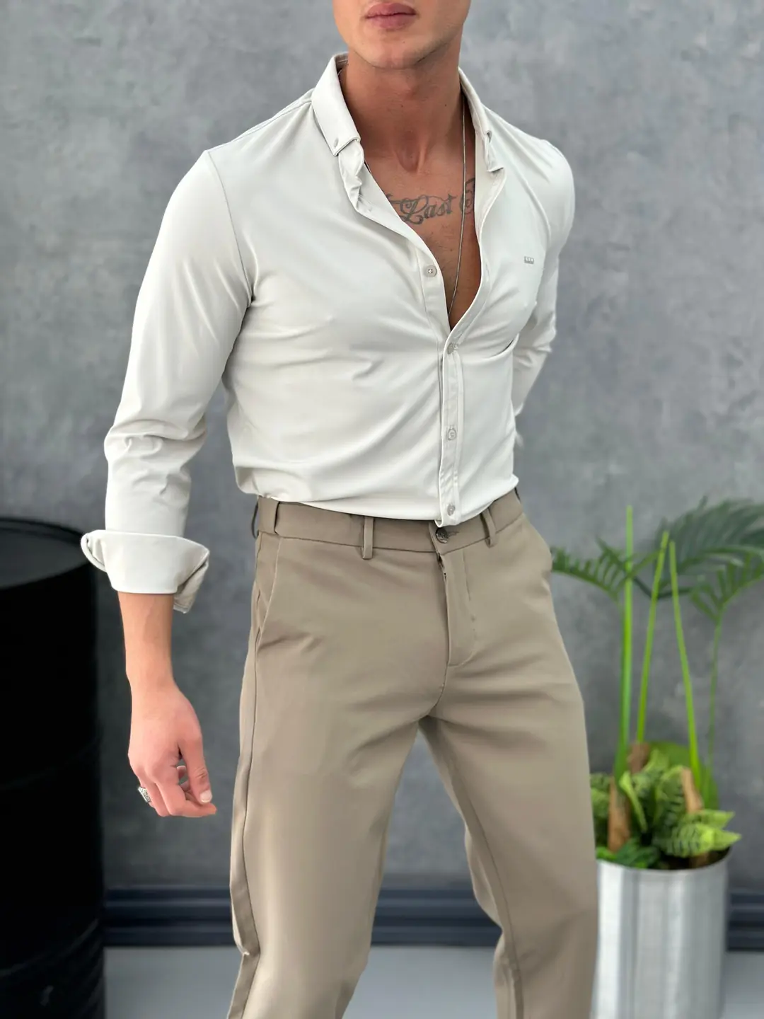 Full Likralı Slimfit Yaka Düğmeli Gömlek - 2