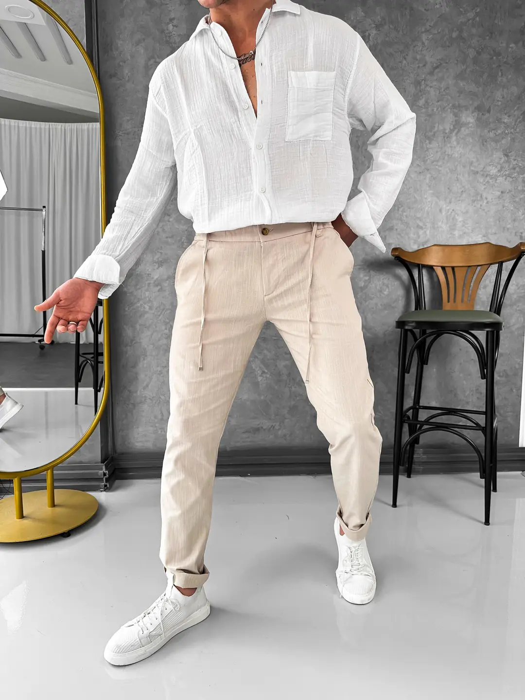 %100 Keten Regular Kalıp Yazlık Pantolon