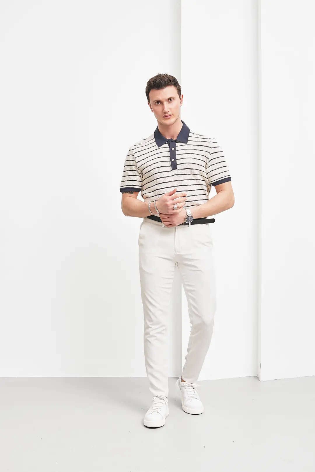Erkek Düğme Detaylı Polo Yaka T-shirt - 5
