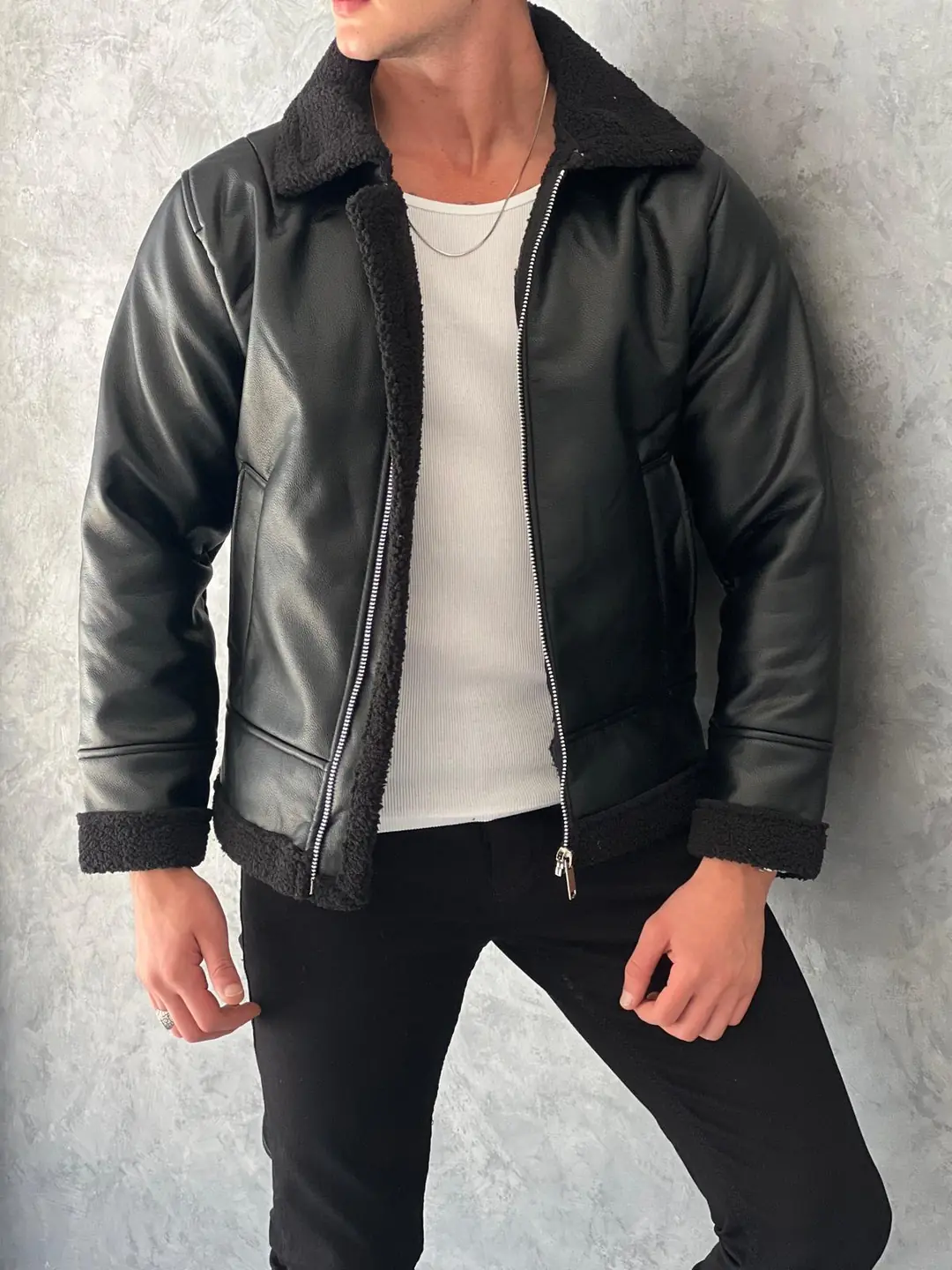 Full Kürklü Yarı Oversize Deri Mont